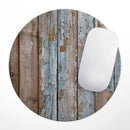 Wood Planks with Peeled Blue Paint// WaterProof Rubber Foam Backed Anti-Slip Mouse Pad for Home Work Office or Gaming Computer Desk