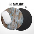 Wood Planks with Peeled Blue Paint// WaterProof Rubber Foam Backed Anti-Slip Mouse Pad for Home Work Office or Gaming Computer Desk