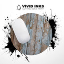 Wood Planks with Peeled Blue Paint// WaterProof Rubber Foam Backed Anti-Slip Mouse Pad for Home Work Office or Gaming Computer Desk