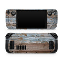 Wood Planks with Peeled Blue Paint // Full Body Skin Decal Wrap Kit for the Steam Deck handheld gaming computer