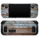 Wood Planks with Peeled Blue Paint // Full Body Skin Decal Wrap Kit for the Steam Deck handheld gaming computer