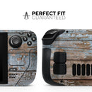 Wood Planks with Peeled Blue Paint // Full Body Skin Decal Wrap Kit for the Steam Deck handheld gaming computer