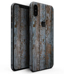 Wood Planks with Peeled Blue Paint - iPhone XS MAX, XS/X, 8/8+, 7/7+, 5/5S/SE Skin-Kit (All iPhones Available)