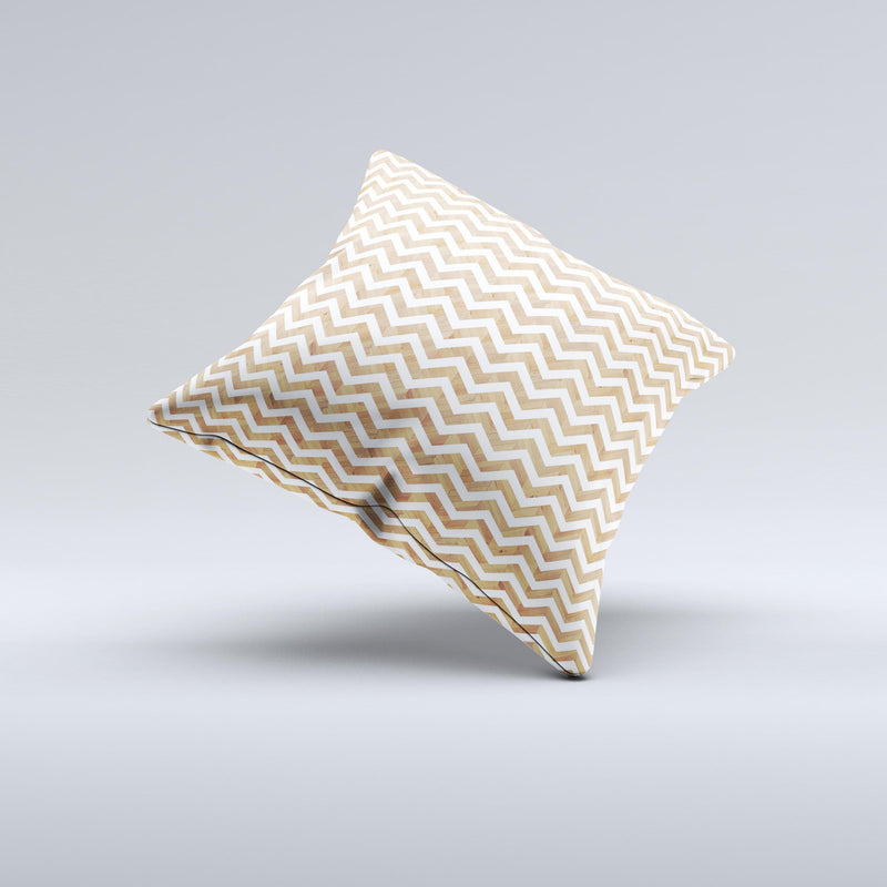 Wood & White Chevron Pattern Ink-Fuzed Decorative Throw Pillow