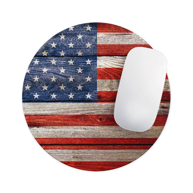 Wooden Grungy American Flag// WaterProof Rubber Foam Backed Anti-Slip Mouse Pad for Home Work Office or Gaming Computer Desk