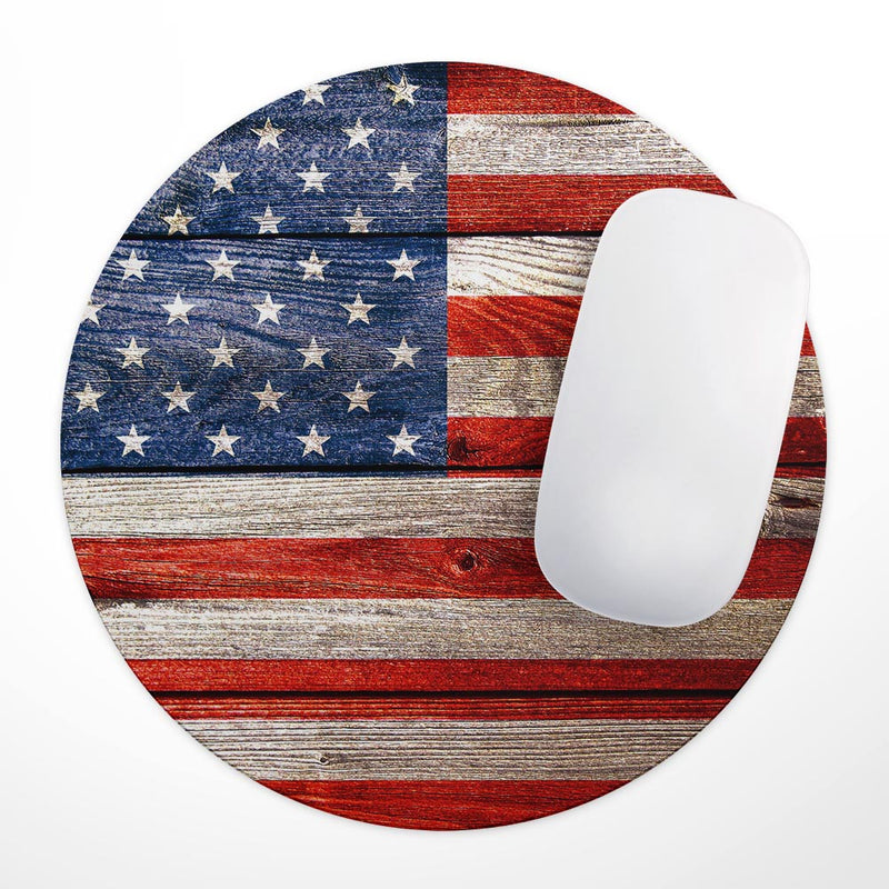 Wooden Grungy American Flag// WaterProof Rubber Foam Backed Anti-Slip Mouse Pad for Home Work Office or Gaming Computer Desk