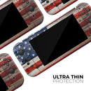 Wooden Grungy American Flag // Skin Decal Wrap Kit for Nintendo Switch Console & Dock, Joy-Cons, Pro Controller, Lite, 3DS XL, 2DS XL, DSi, or Wii