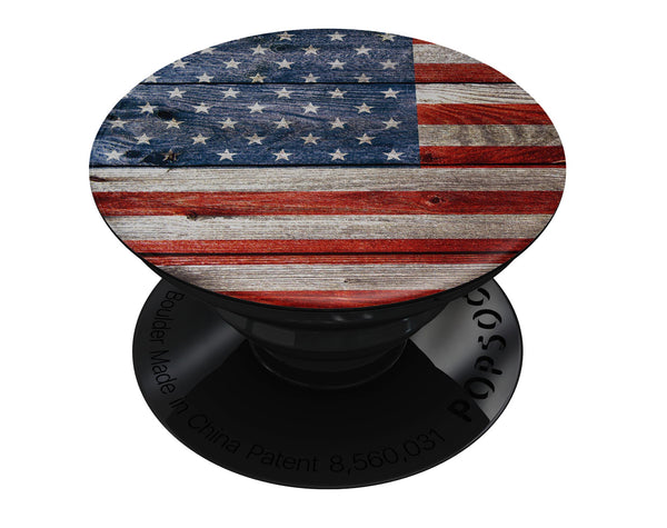 Wooden Grungy American Flag - Skin Kit for PopSockets and other Smartphone Extendable Grips & Stands