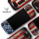 Wooden Grungy American Flag // Full Body Skin Decal Wrap Kit for the Steam Deck handheld gaming computer
