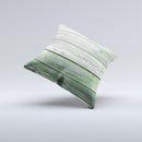Wooden Planks with Chipped Green Paint ink-Fuzed Decorative Throw Pillow