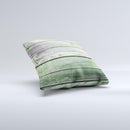 Wooden Planks with Chipped Green Paint ink-Fuzed Decorative Throw Pillow