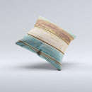 Wooden Planks with Chipped Green and Brown Paint ink-Fuzed Decorative Throw Pillow