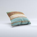 Wooden Planks with Chipped Green and Brown Paint ink-Fuzed Decorative Throw Pillow