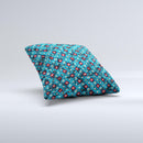 Worn Dark Blue Checkered Starry Pattern ink-Fuzed Decorative Throw Pillow