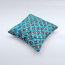 Worn Dark Blue Checkered Starry Pattern ink-Fuzed Decorative Throw Pillow