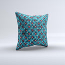 Worn Dark Blue Checkered Starry Pattern ink-Fuzed Decorative Throw Pillow