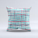 Woven Trendy Green & Coral Ink-Fuzed Decorative Throw Pillow