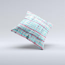 Woven Trendy Green & Coral Ink-Fuzed Decorative Throw Pillow