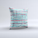 Woven Trendy Green & Coral Ink-Fuzed Decorative Throw Pillow