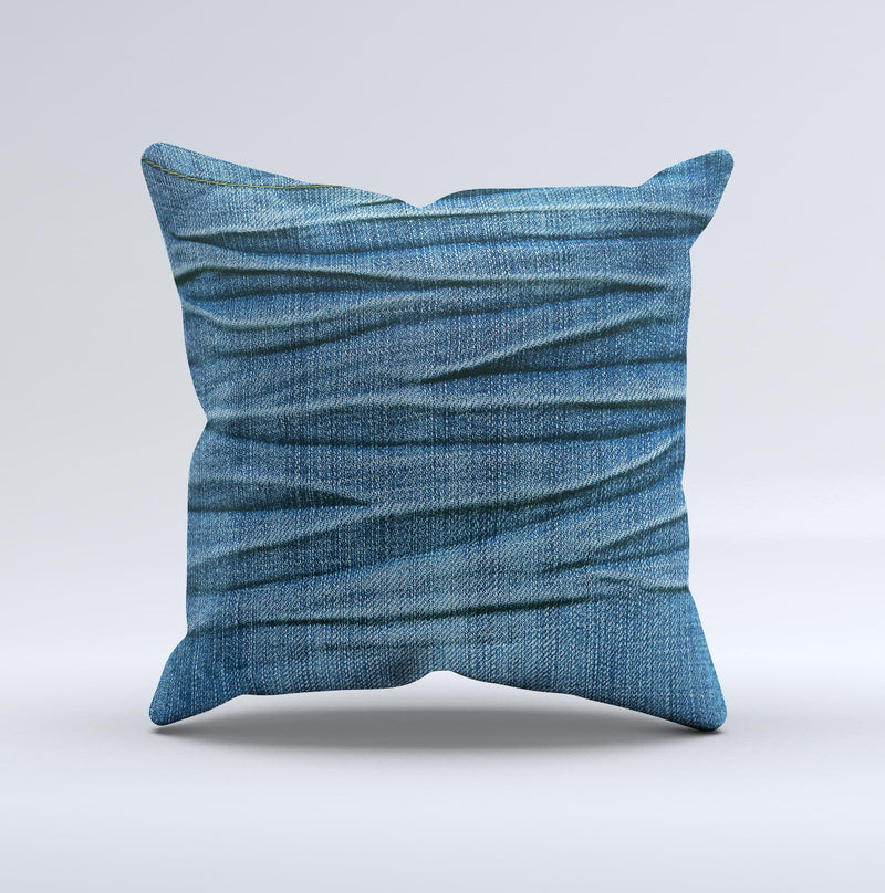 Wrinkled Jean texture Ink-Fuzed Decorative Throw Pillow