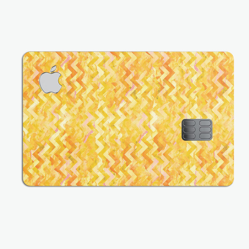 Yellow Basic Watercolor Chevron Pattern - Premium Protective Decal Skin-Kit for the Apple Credit Card