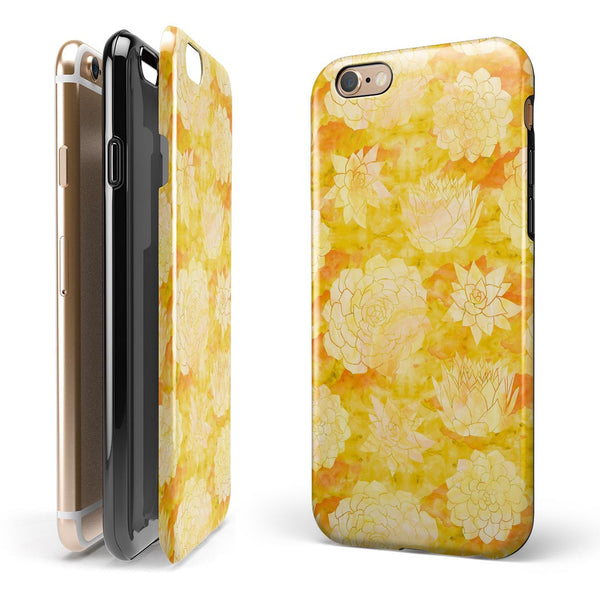 Yellow Floral Succulents iPhone 6/6s or 6/6s Plus 2-Piece Hybrid INK-Fuzed Case