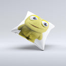 Yellow Fuzzy Wuzzy Creature ink-Fuzed Decorative Throw Pillow