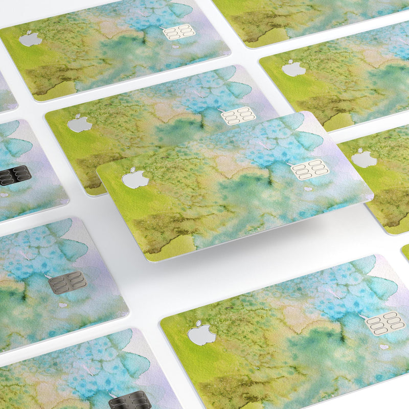 Yellow Green 197 Absorbed Watercolor Texture - Premium Protective Decal Skin-Kit for the Apple Credit Card
