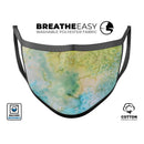 Yellow Green 197 Absorbed Watercolor Texture - Made in USA Mouth Cover Unisex Anti-Dust Cotton Blend Reusable & Washable Face Mask with Adjustable Sizing for Adult or Child