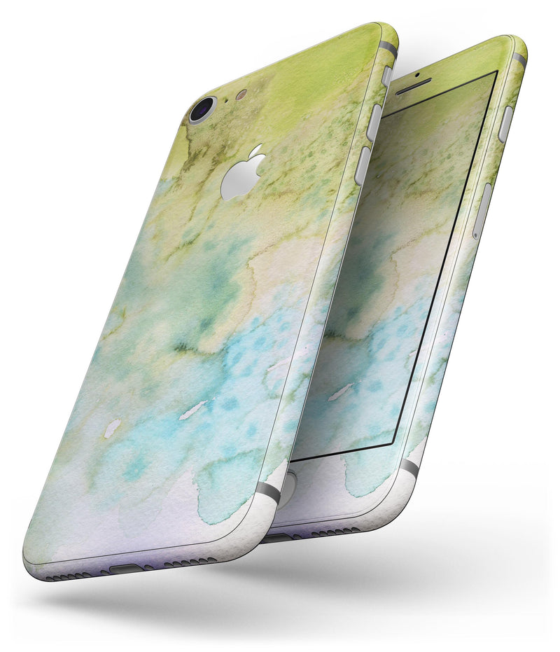 Yellow Green 197 Absorbed Watercolor Texture - Skin-kit for the iPhone 8 or 8 Plus