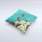 Yellow Lace and Flower on Teal ink-Fuzed Decorative Throw Pillow