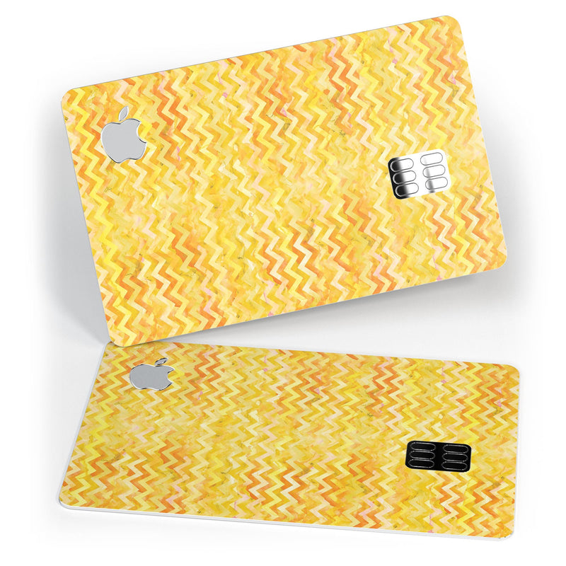 Yellow Multi Watercolor Chevron - Premium Protective Decal Skin-Kit for the Apple Credit Card