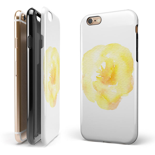 Yellow Orange Watercolored Hibiscus iPhone 6/6s or 6/6s Plus 2-Piece Hybrid INK-Fuzed Case