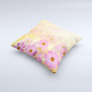 Yellow & Pink Flowerland Ink-Fuzed Decorative Throw Pillow