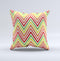 Yellow & Red Vintage Chevron Pattern Ink-Fuzed Decorative Throw Pillow