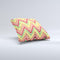 Yellow & Red Vintage Chevron Pattern Ink-Fuzed Decorative Throw Pillow