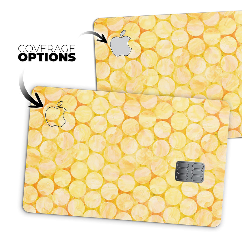 Yellow Sorted Large Watercolor Polka Dots - Premium Protective Decal Skin-Kit for the Apple Credit Card