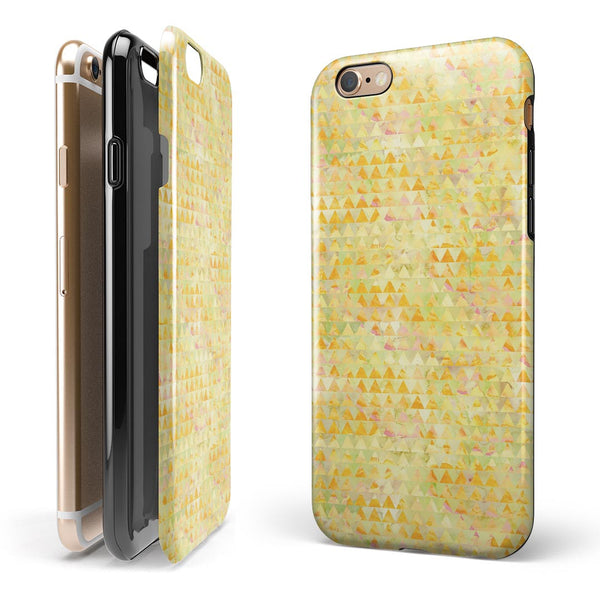 Yellow Textured Triangle Pattern iPhone 6/6s or 6/6s Plus 2-Piece Hybrid INK-Fuzed Case