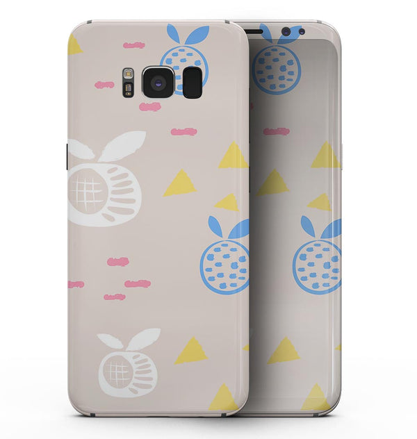 Yellow Triangles with Fruit - Samsung Galaxy S8 Full-Body Skin Kit