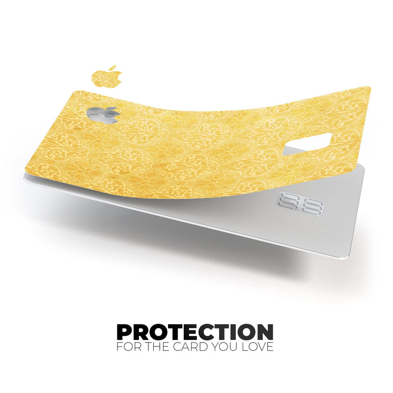 Yellow Vertical Damask Pattern - Premium Protective Decal Skin-Kit for the Apple Credit Card