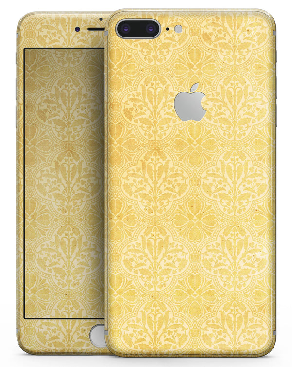 Yellow Vertical Damask Pattern - Skin-kit for the iPhone 8 or 8 Plus