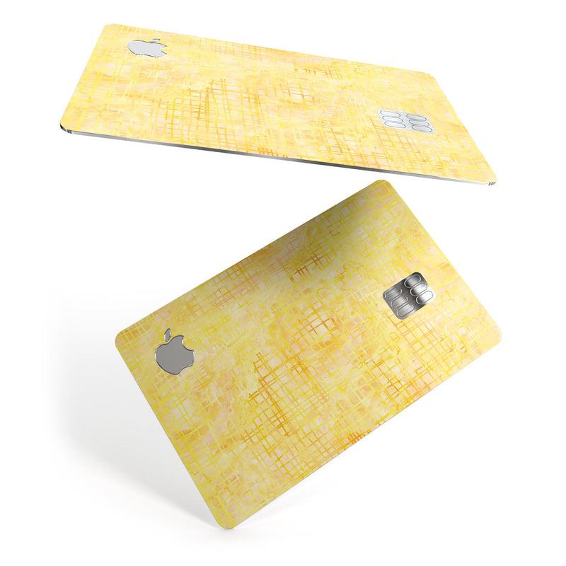 Yellow Watercolor Cross Hatch - Premium Protective Decal Skin-Kit for the Apple Credit Card