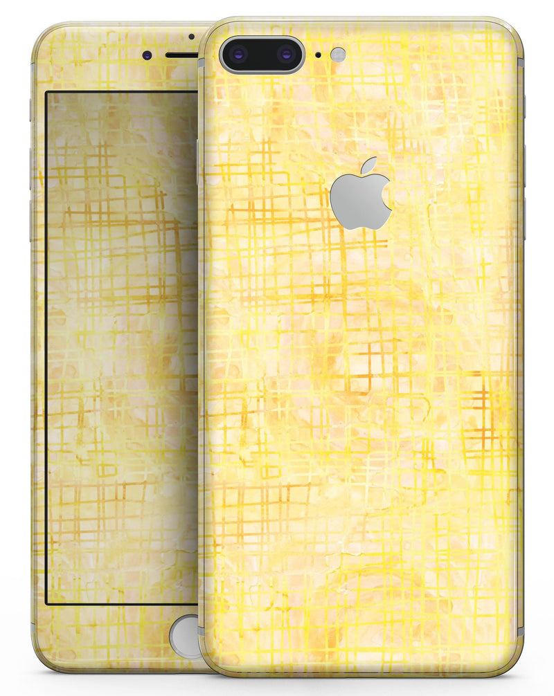 Yellow Watercolor Cross Hatch - Skin-kit for the iPhone 8 or 8 Plus