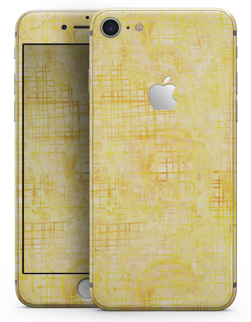 Yellow Watercolor Cross Hatch - Skin-kit for the iPhone 8 or 8 Plus