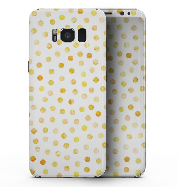 Yellow Watercolor Dots over White - Samsung Galaxy S8 Full-Body Skin Kit