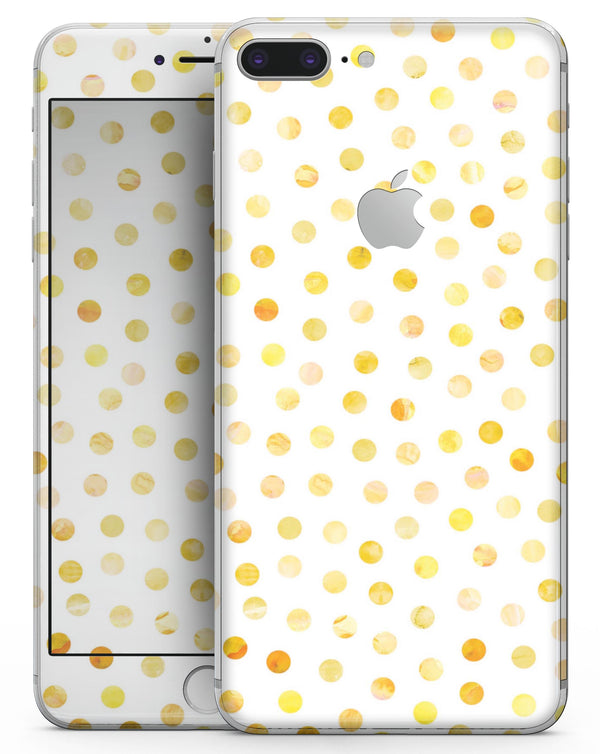 Yellow Watercolor Dots over White - Skin-kit for the iPhone 8 or 8 Plus
