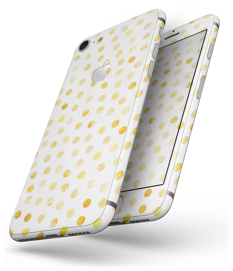 Yellow Watercolor Dots over White - Skin-kit for the iPhone 8 or 8 Plus