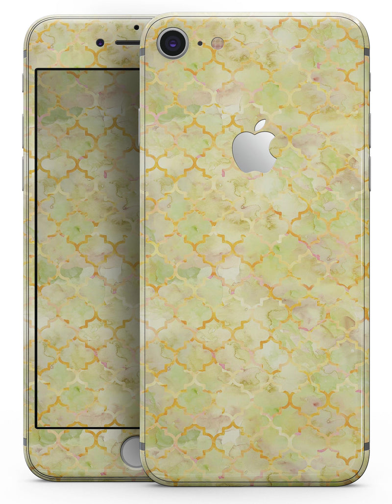 Yellow Watercolor Quatrefoil - Skin-kit for the iPhone 8 or 8 Plus