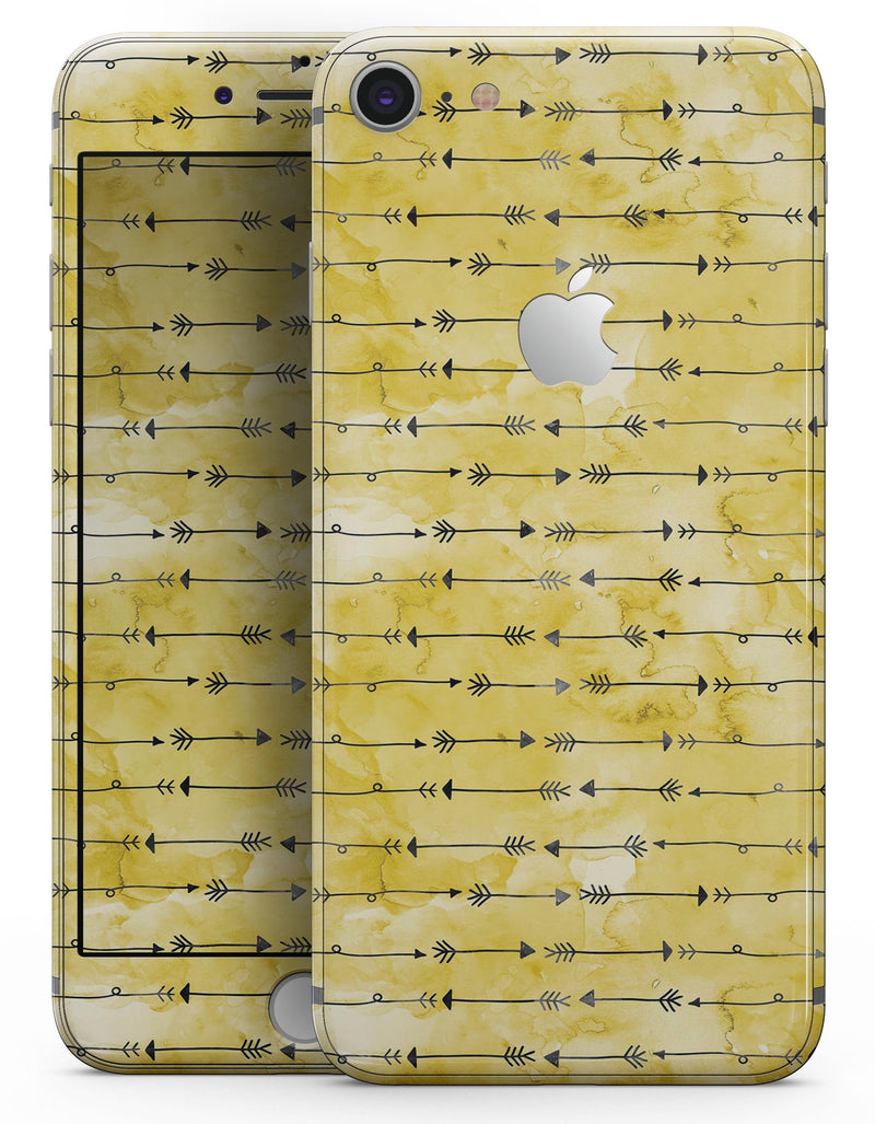 Yellow and Black Tribal Arrow Pattern - Skin-kit for the iPhone 8 or 8 Plus