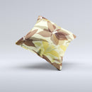 Yellow and Brown Pastel Flowers ink-Fuzed Decorative Throw Pillow